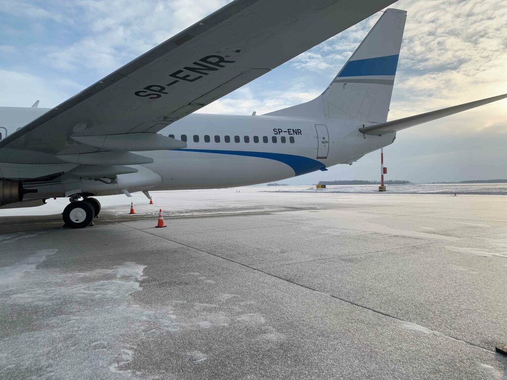 Rear side of an airplane