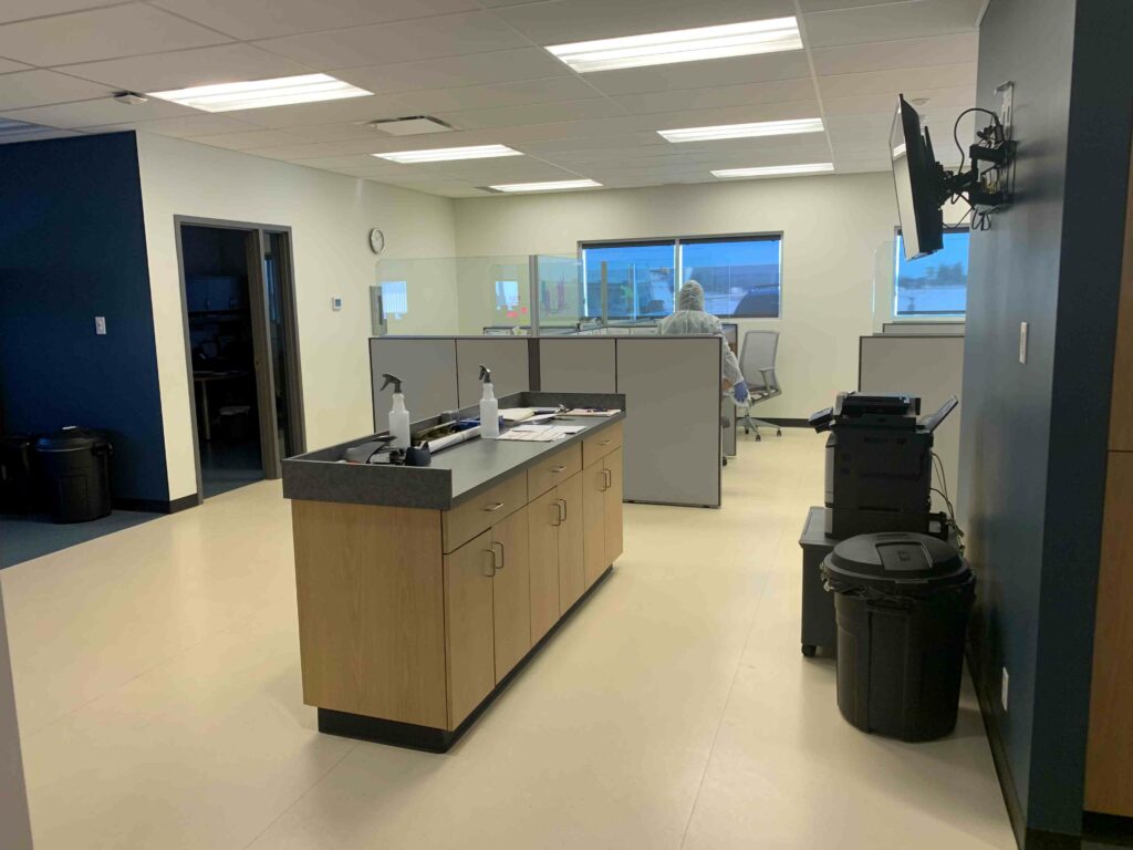 Man cleaning the working area
