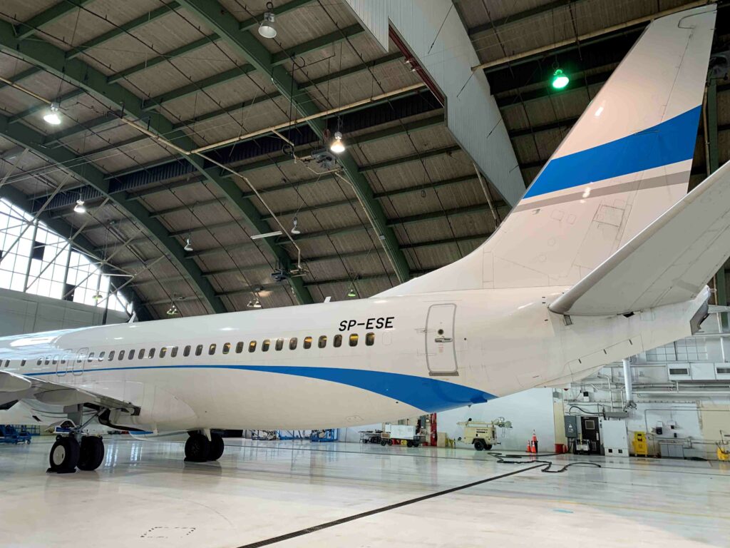 Airplane inside the hangar