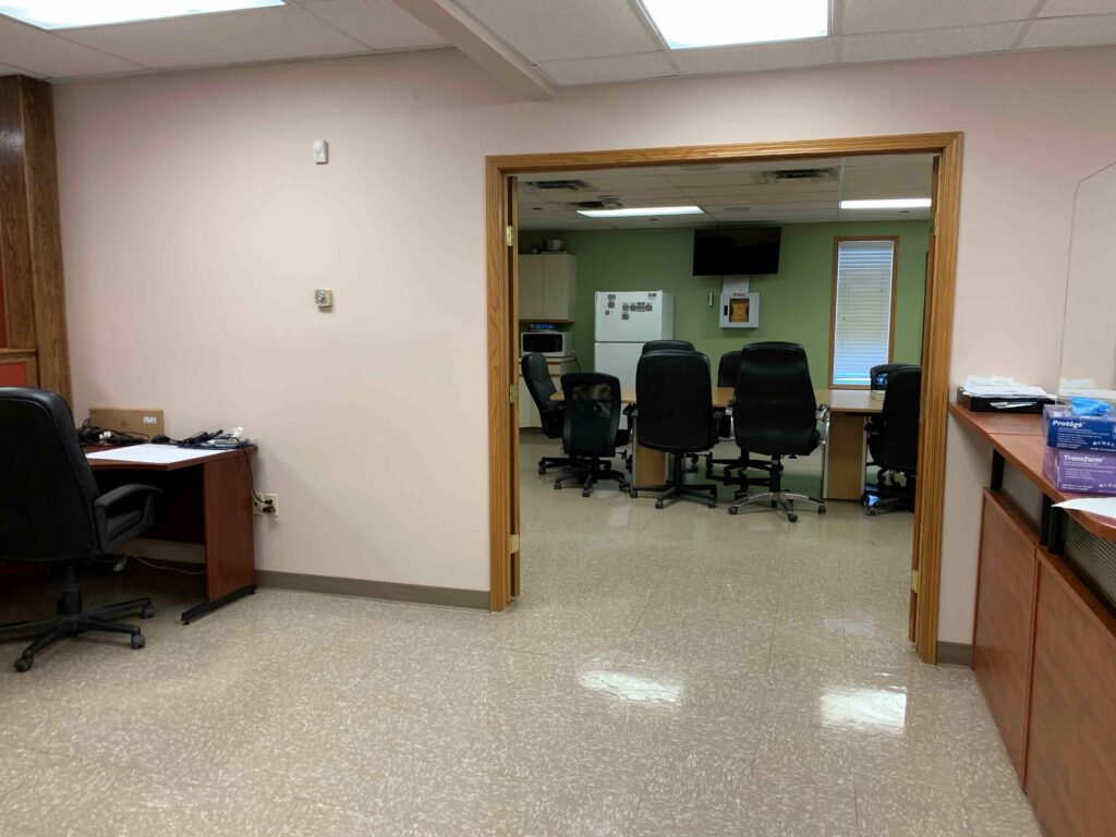 Office chairs in an open room